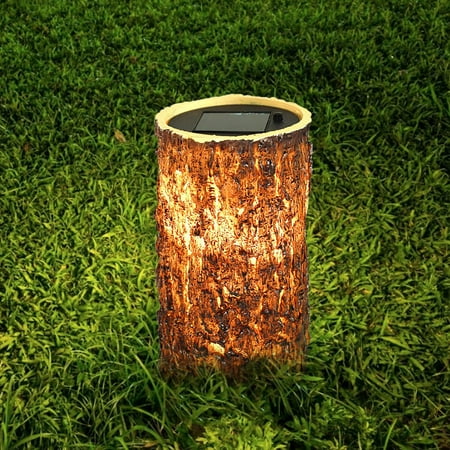 Solar Stump Light Warm White Garden Light Outdoor Lawn Garden Yard Column Light